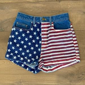 American Apparel Flag Jean Shorts
